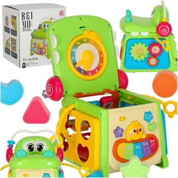 4-in-1 Crocodile Activity Cube with Piano and Shape Sorter