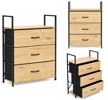 ModernHome Cabinet Organizer with 3 Fabric Drawers, Loft Style, 59 cm