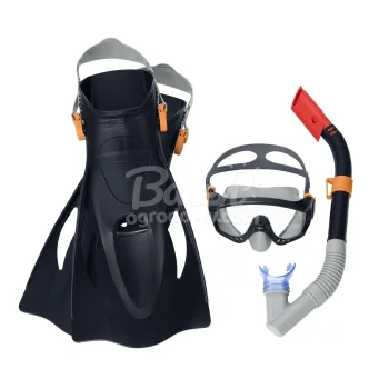Bestway 25020 Snorkeling Set (Mask, Snorkel, Fins 41-46), Black