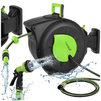 Gardlov 30m Automatic Garden Hose Reel Wall Mounted with 7-Mode Gun