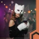 Ruhhy 00026249 Cat/Fox/Wolf Costume 4-Piece Set, White