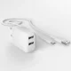 Puro PROLITE 10W 2x USB-A Wall Charger + USB-A to USB-C Cable 1.2m - White