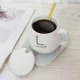 Electric Mug Warmer with Ceramic Cup and Spoon Set, White
