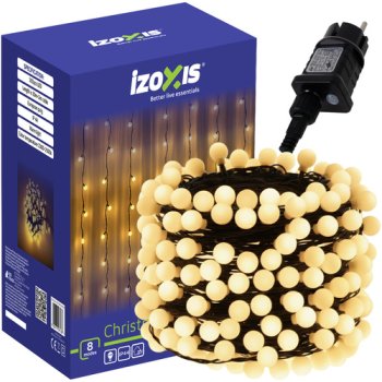 Izoxis 26264 LED Ball String Lights 300 LEDs 30m for Outdoor Use, Warm White