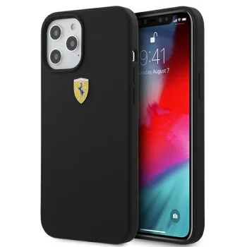 Ferrari iPhone 12 Pro Max Case On Track Silicone, Black