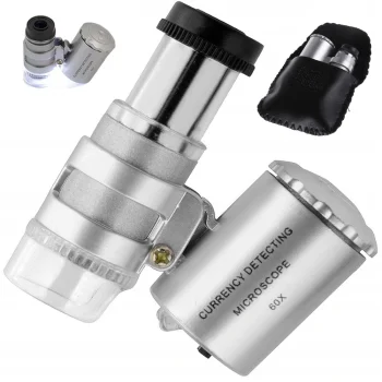 Pocket Microscope / Jeweler's Loupe 60x with 2 LED Illumination