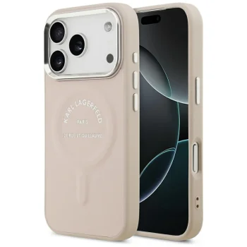 Karl Lagerfeld Embossed Open Ring RSG Logo MagSafe Case for iPhone 17/18 Pro Max - Pink