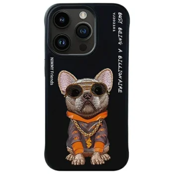Nimmy Glasses Cool Dog case for iPhone 15 Pro 6.1", black