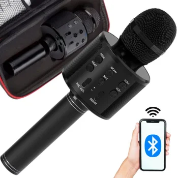Wireless Karaoke Microphone with Bluetooth Speaker and Case
