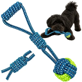 Braided Rope Tug Toy with Ball for Dogs 27 cm