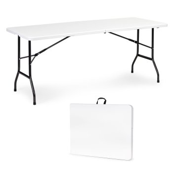 6 ft Folding Table Heavy Duty Portable Utility Table MultiGarden, white