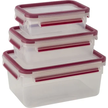 Emsa Clip & Close Food Storage Container Set of 3, Red
