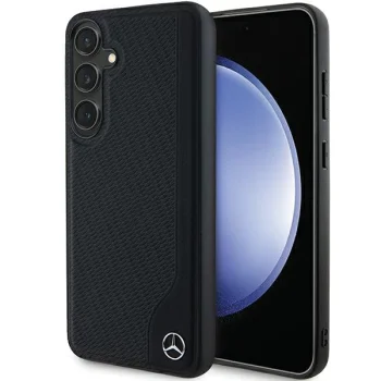 Mercedes Samsung Galaxy S24 Case Leather Debossed Line MagSafe, Black