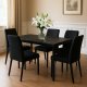 ModernHome Kitchen Dining Table 120x60 cm for 4-5 People, Black Marble
