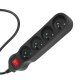 Maclean MCE181 Power Strip with Switch, 4 Outlets, 2300W, 3m, Black