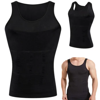 Men’s Slimming Shapewear Undershirt, Size L, Black