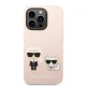 Karl Lagerfeld Silicone Karl & Choupette MagSafe Case for iPhone 14 Pro, Light Pink