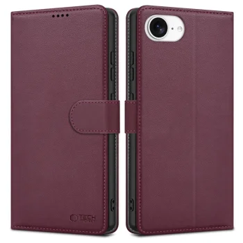 Apple iPhone 16e / 17e / SE (2025) 6.1'' Tech-Protect Wallet Book Case Cover, Burgundy