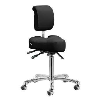 Giovanni 1005 Podiatry Stool with Ergonomic Backrest, Black