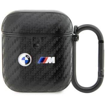 BMW AirPods 1 / 2 Case Carbon Double Metal Logo, Black