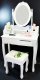 Makeup Vanity Table with Mirror and Stool Set, White