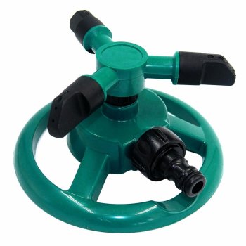 Automatic Rotating Garden Sprinkler with Three Nozzles, Green