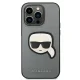 Karl Lagerfeld Saffiano Karl\'s Head Patch Case for iPhone 14 Pro Silver