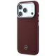Mercedes Leather Semi Wrap Wood Effect MagSafe Case for iPhone 17 Pro, Red