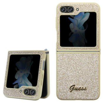 Guess Glitter Script korpuss priekš Samsung Galaxy Z Flip 5 - zelta krāsā | case for gold