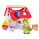 ECOTOYS Wooden Farmhouse Shape Sorter with 12 Animal Blocks, from 12 Months