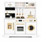 ECOTOYS Wooden Play Kitchen for Kids with Coffee Maker and Accessories, White