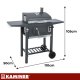 Kaminer Charcoal Grill with Lid and Thermometer, 105x110x50 cm, Black