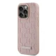Karl Lagerfeld iPhone 15 Pro Case Leather Monogram Metal Logo, Pink