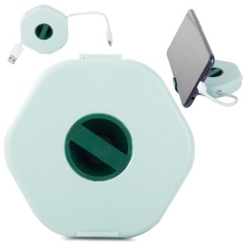 Rotating Cable Organizer and Winder with Phone Stand