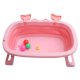 Large Foldable Baby Bathtub Collapsible Travel Bath, Silicone, Pink