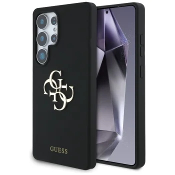 Guess Silicone Big 4G Logo Bottom Script Case for Samsung Galaxy S25 Ultra, Black