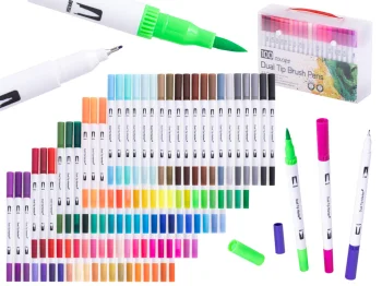 Double-Sided Markers and Fineliners Set in a Case, 100 Colors