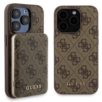 Apple iPhone 15 Pro Max 6.7'' Guess 4G Metal Logo + 5000mAh MagSafe Power Bank Case Cover, Brown