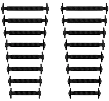 Silicone No-Tie Shoelaces, 16 Pcs, Black