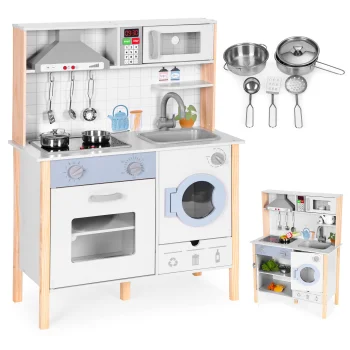 Wooden play kitchen for children with LED, sounds, oven, washing machine, ECOTOYS