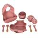 Set of silicone children\'s dishes 9 elements, dark pink