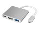 3-in-1 USB-C hub adapter with HDMI 4K and USB 3.0, white and silver