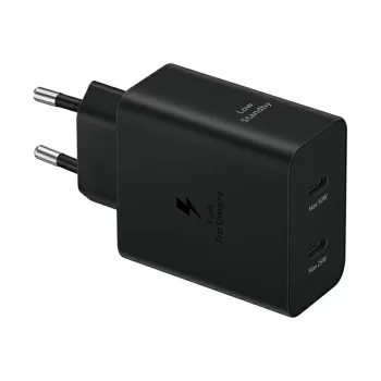 Samsung Power Adapter Duo EP-T5020XBEGEU Wall Charger 2x USB-C 50W, Black