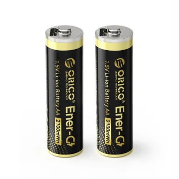 Orico Ener-G EG5C Rechargeable Lithium AA Batteries 1.5V 2100mWh USB-C with Cable, 2 pcs