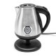 Huslog Retro Electric Kettle 1.7L 2200W with Thermometer, Black, Silver