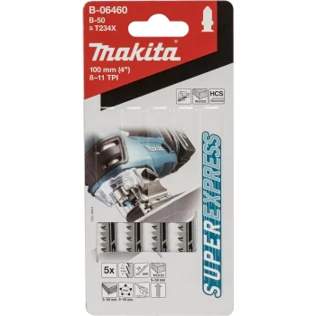 Makita B-06460 B-50 Jigsaw Blades for Wood, 100 mm, 5 pcs