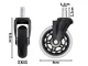 Rubber Office Chair Caster Wheel with Bearings, 11mm, 1 pc, Black