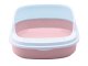 Open Cat Litter Box with Rim and Scoop, Pink
