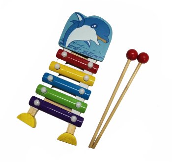 Wooden Dolphin Xylophone for Toddlers, 5 Tones