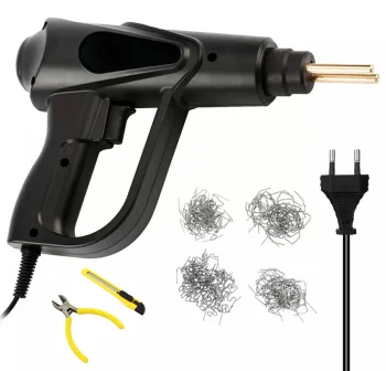 Compact plastic welding machine with 200 staples and LED, black